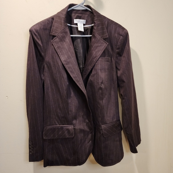WORTHINGTON Brown Pinstripe Women's  Blazer Size 14 - Picture 10 of 11